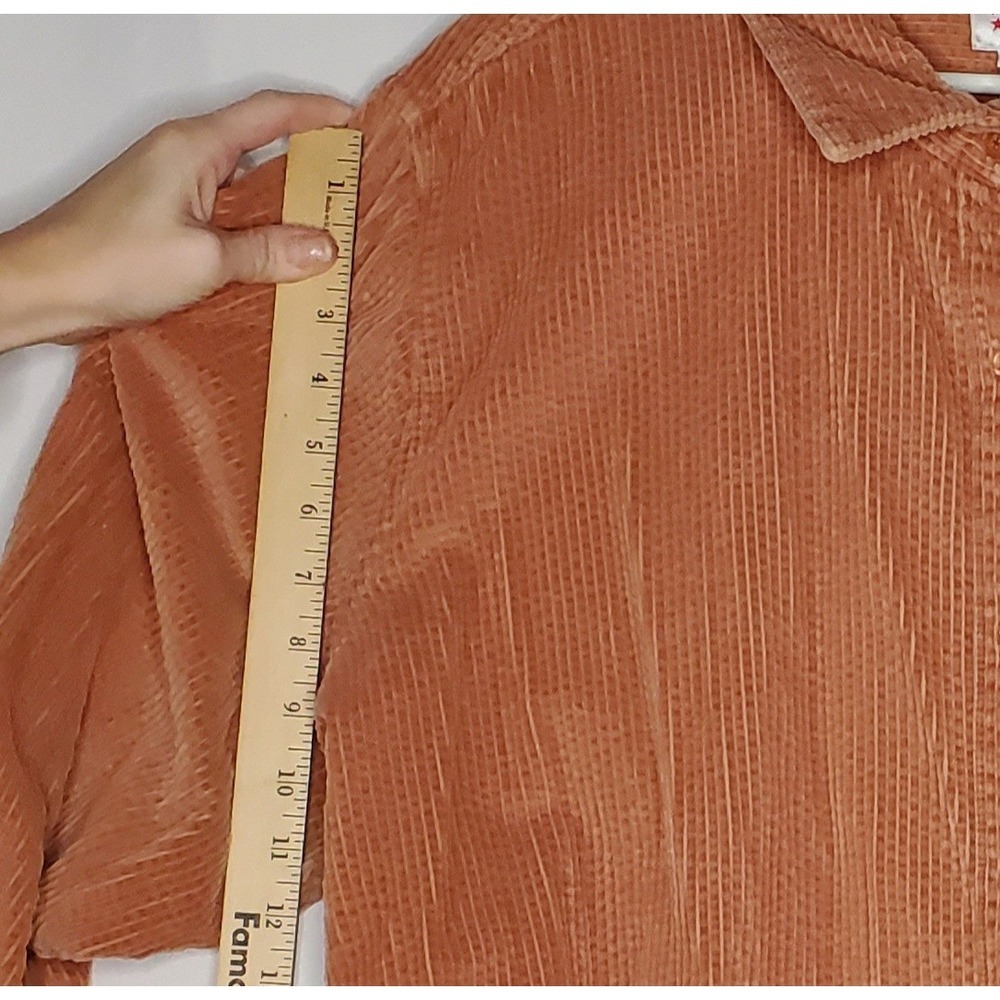 Mainstreet Blues Corduroy Button Shirt Womens 3X Orange Long Sleeve Shacket - Picture 6 of 8